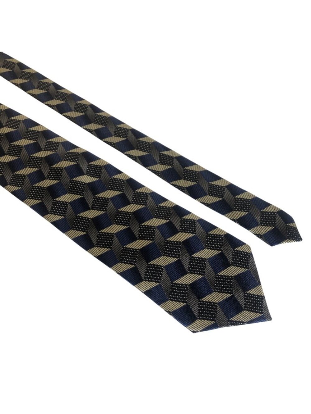 Garington Collection Silk Tie Blue Black Geometric Mens Necktie Office Formal